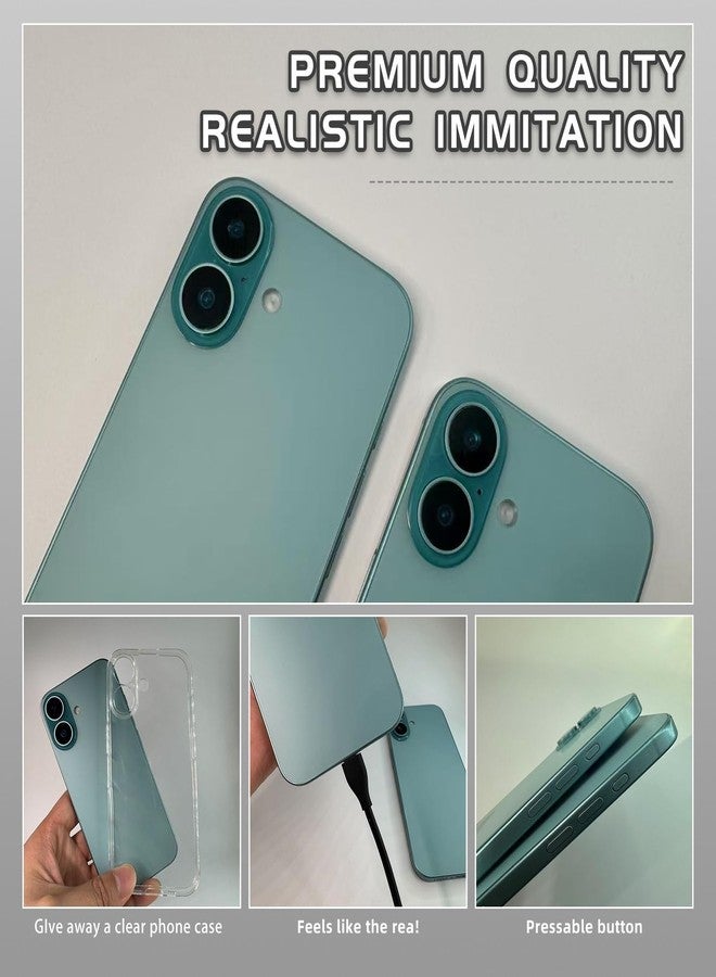 Faawxlo Dummy Fake Phone Model, Looks Like The RealPhone Compatible withPhone 16 Pro Max, for Cellphone Store Display or Send a ToyPhone for Kids (16,Teal, The Screen is Printed with Patterns) - Image 3